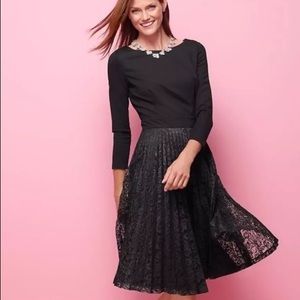 Talbots Black Pleated Lace Dress Midi 6